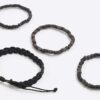 Black Pack of 4 Beaded Wood Bracelets