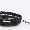 Black Pack of 4 Beaded Wood Bracelets