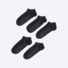 Black Pack Of 5 Ribbed Monogram Trainer Socks