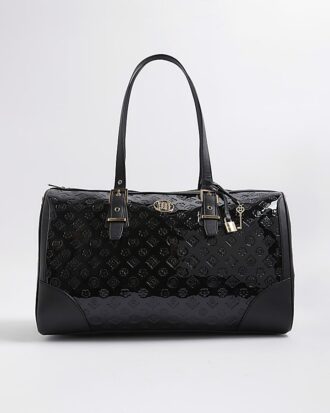 Black Patent Monogram Charm Holdall bag