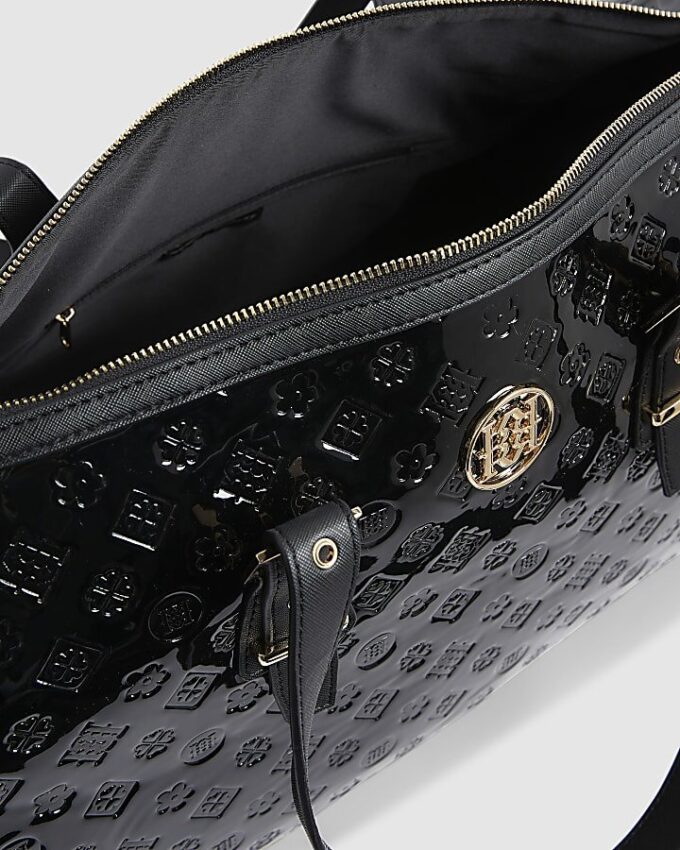 Black Patent Monogram Charm Holdall bag