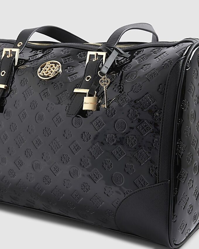 Black Patent Monogram Charm Holdall bag