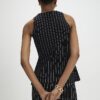 Black Pinstripe Longline Waistcoat