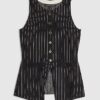 Black Pinstripe Longline Waistcoat