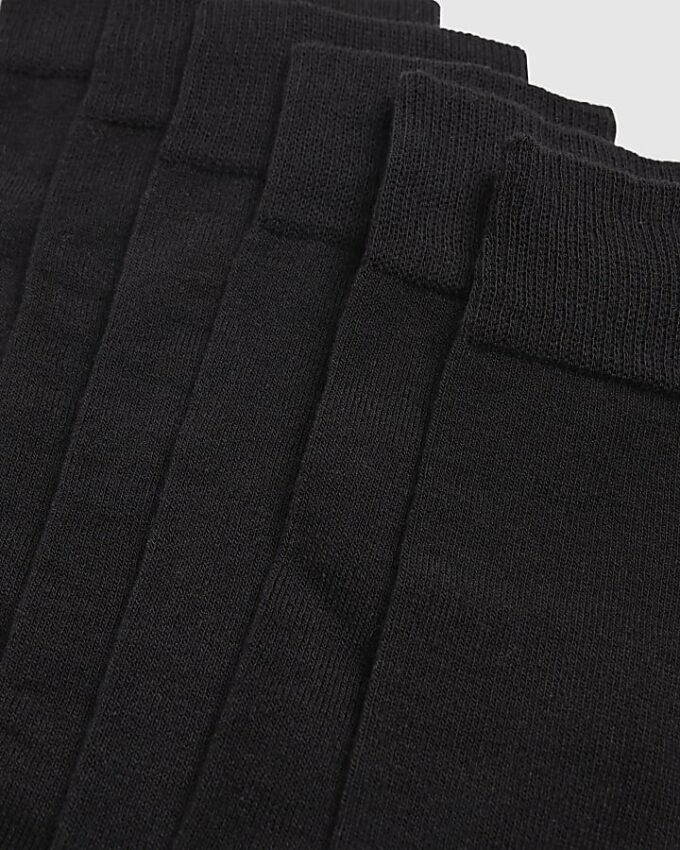 Black Plain Pack Of 7 Socks