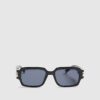 Black Plastic Rectangle Sunglasses