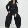 Black Pleated Balloon Leg Trousers