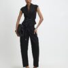 Black Pleated Tapered Trousers