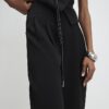 Black Pleated Tapered Trousers