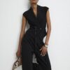 Black Pleated Tapered Trousers