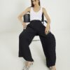 Black Pleated Wide Leg Trousers