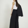 Black Pleated Wide Leg Trousers