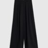 Black Pleated Wide Leg Trousers