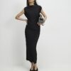 Black Plisse Asymmetric Hem Tank Top