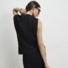 Black Plisse Asymmetric Hem Tank Top