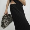 Black Plisse Midi Skirt