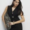 Black Plisse Waistcoat