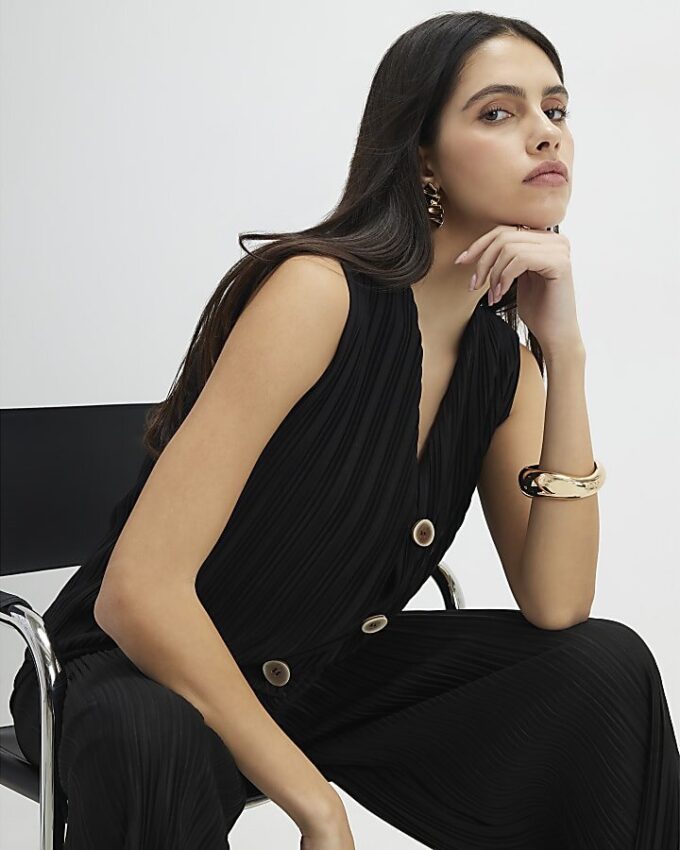 Black Plisse Waistcoat