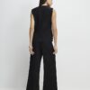 Black Plisse Wide Leg Trousers