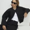 Black Pocket Detail Bomber Jacket