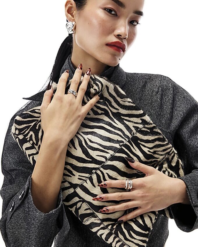 Black Pony Hair Leather Zebra Clutch Bag