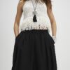 Black Poplin Barrel Leg Trousers