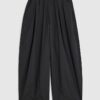 Black Poplin Barrel Leg Trousers