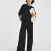 Black Premium High Waisted Wide Leg Joggers