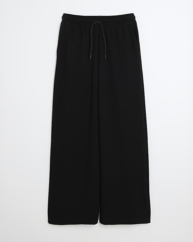 Black Premium High Waisted Wide Leg Joggers