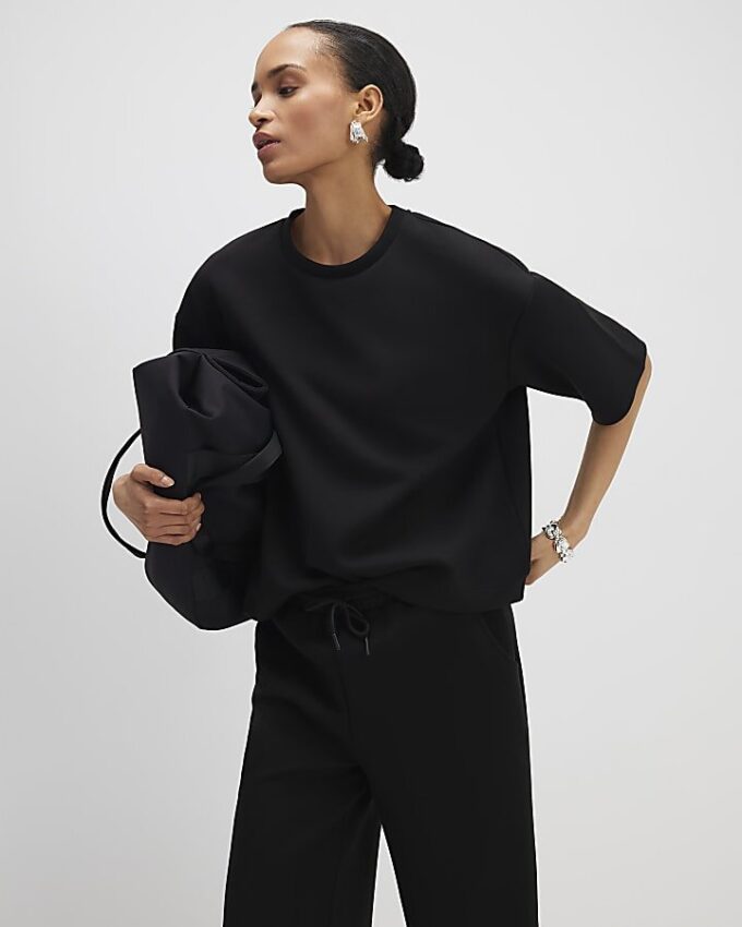 Black Premium Short Sleeve Boxy T-Shirt