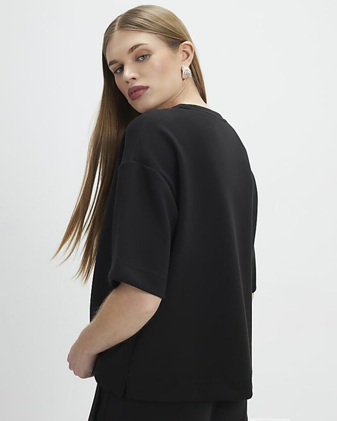 Black Premium Short Sleeve Boxy T-Shirt