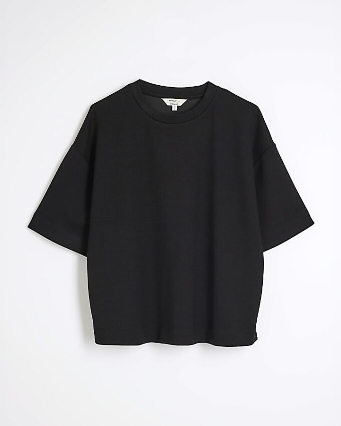 Black Premium Short Sleeve Boxy T-Shirt