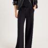 Black Premium Wide Leg Pintuck Joggers