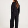 Black Premium Wide Leg Pintuck Joggers