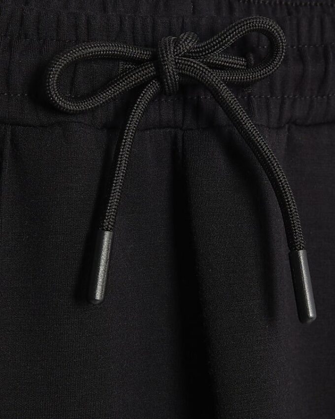 Black Premium Wide Leg Pintuck Joggers