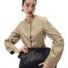 Black Premium Woven Leather Clutch Bag