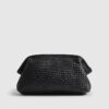 Black Premium Woven Leather Clutch Bag