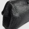 Black Premium Woven Leather Clutch Bag