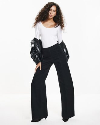 Black Pull-On Sculpt Palazzo Jeans