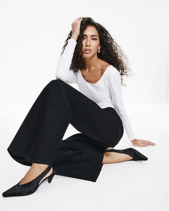 Black Pull-On Sculpt Palazzo Jeans