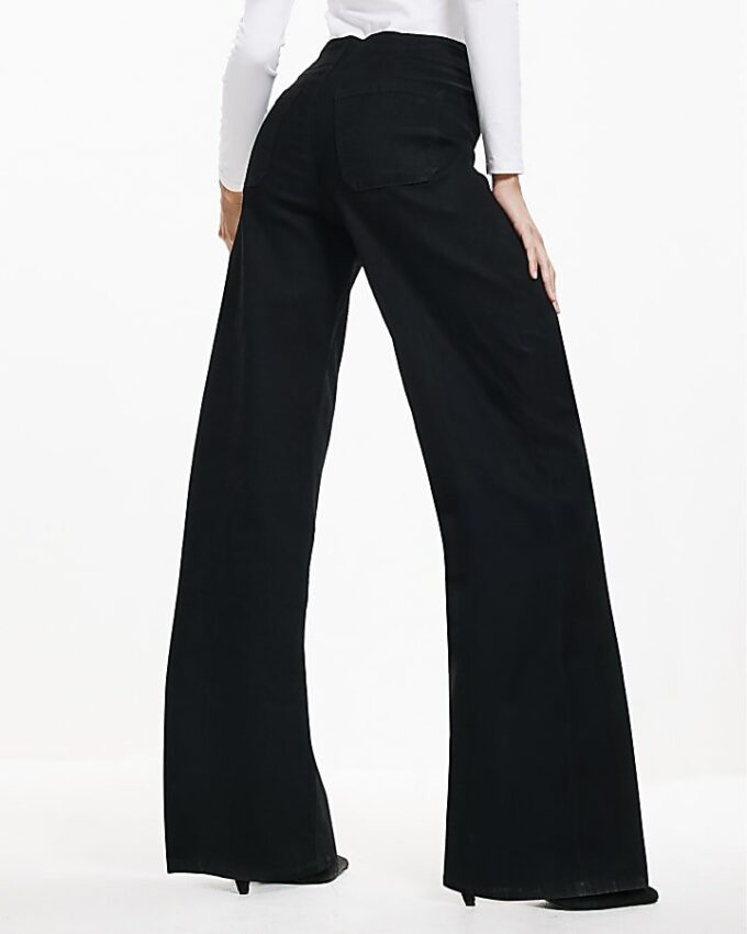 Black Pull-On Sculpt Palazzo Jeans