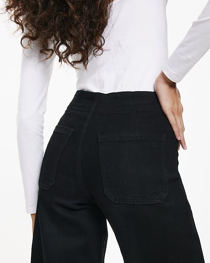 Black Pull-On Sculpt Palazzo Jeans