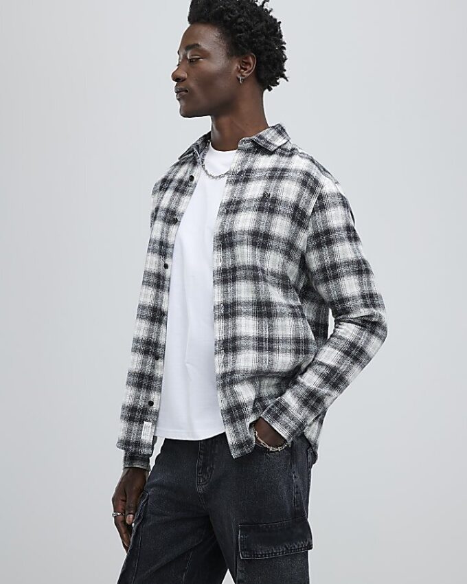 Black Regular Fit Check Shirt