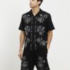 Black Regular Fit Floral Embroidered Shirt