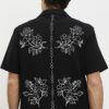 Black Regular Fit Floral Embroidered Shirt