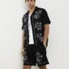 Black Regular Fit Floral Embroidered Shorts