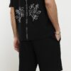 Black Regular Fit Floral Embroidered Shorts
