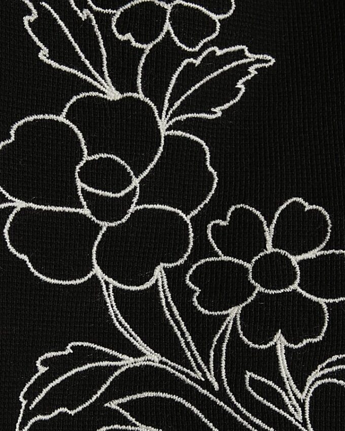 Black Regular Fit Floral Embroidered Shorts