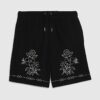 Black Regular Fit Floral Embroidered Shorts