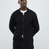 Black Regular Fit Knitted Button Up Cardigan